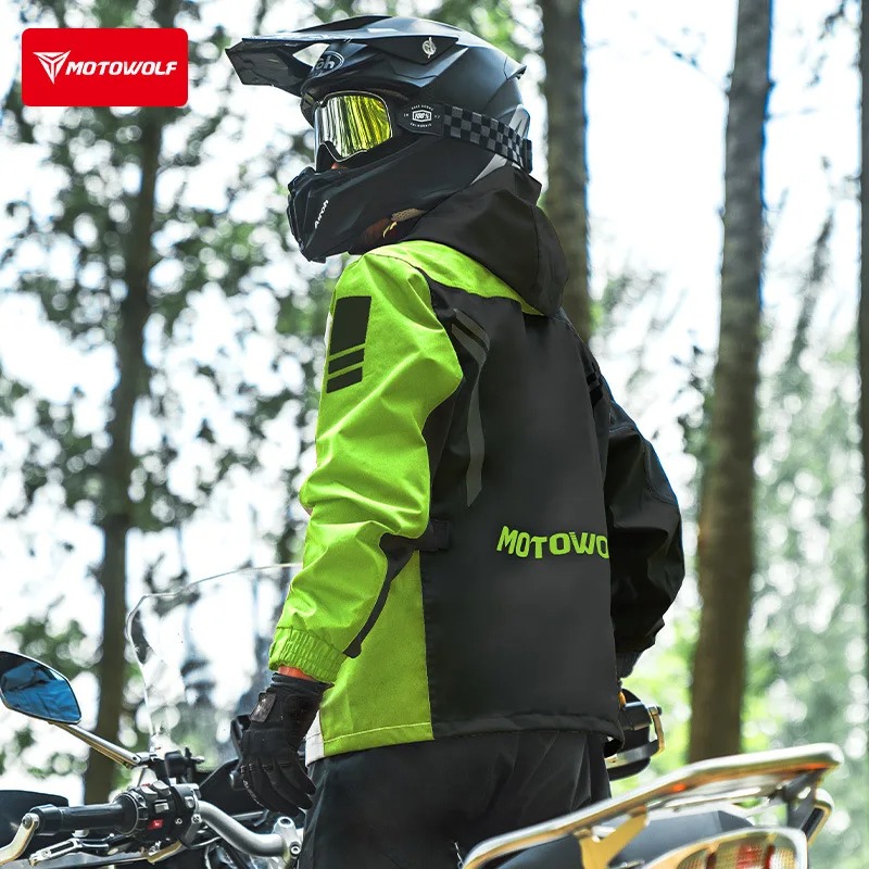 Cycling Commuter Rain Jacket - Kurtka motocyklowa odblaskowa Motowolf, wodoodporna, lekka,